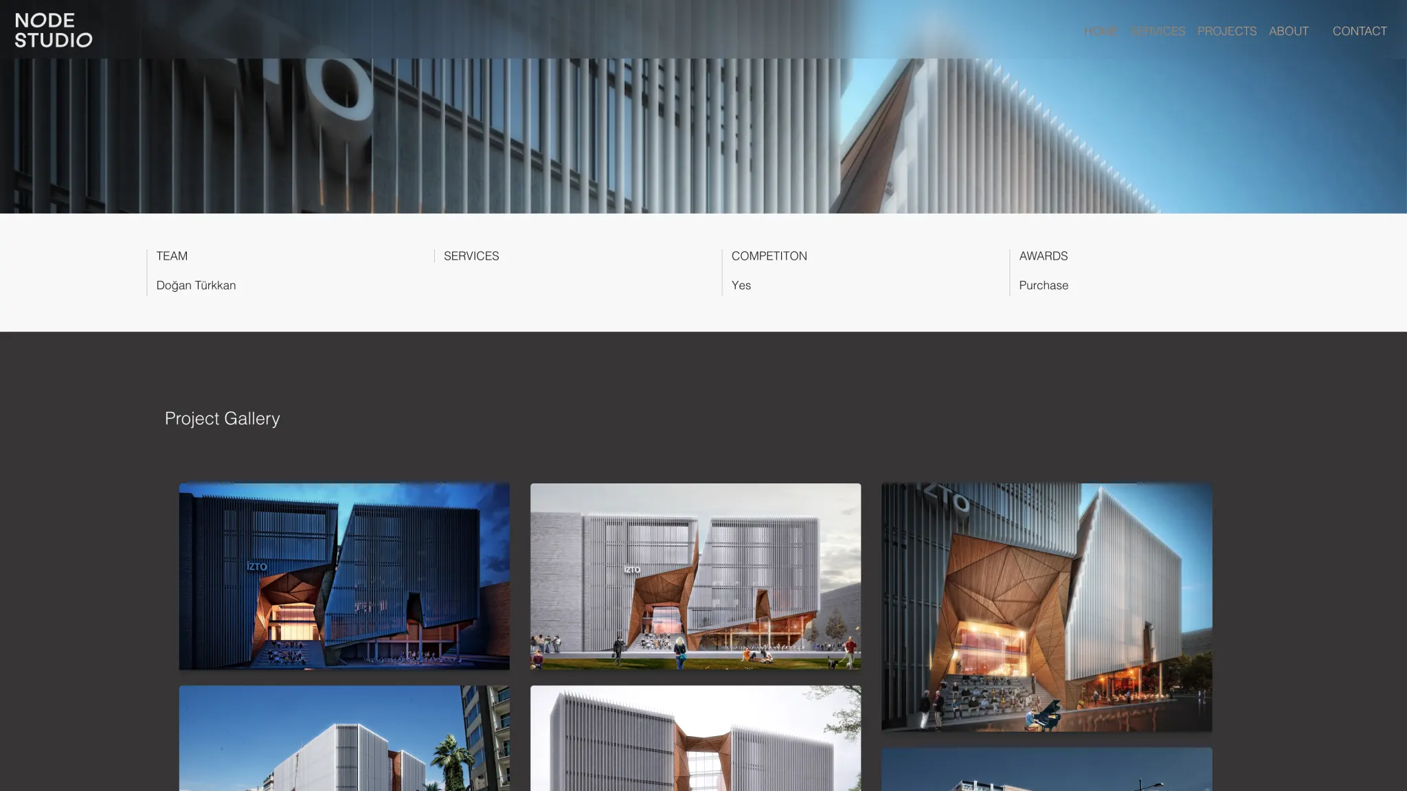 Node Studio Architecture Website gallery section